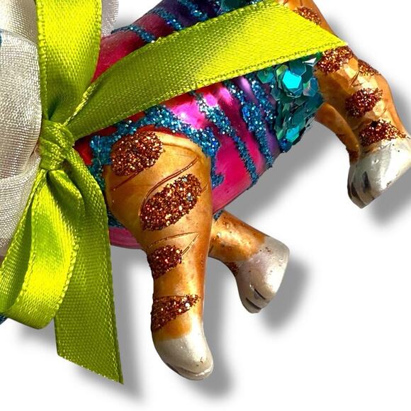 RAZ Imports Orange Tabby Cat Blown Glass Christmas Ornament Anthropomorphic 4” - Picture 10 of 16